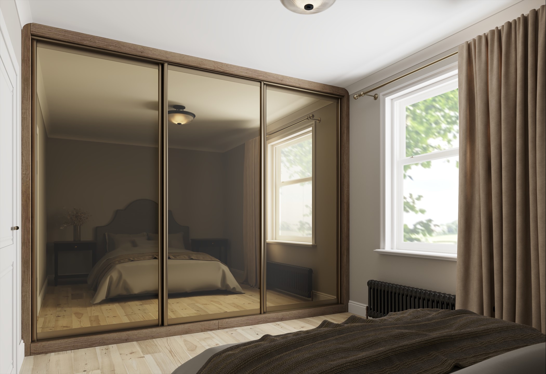 fitted sliding doors with champagne profile