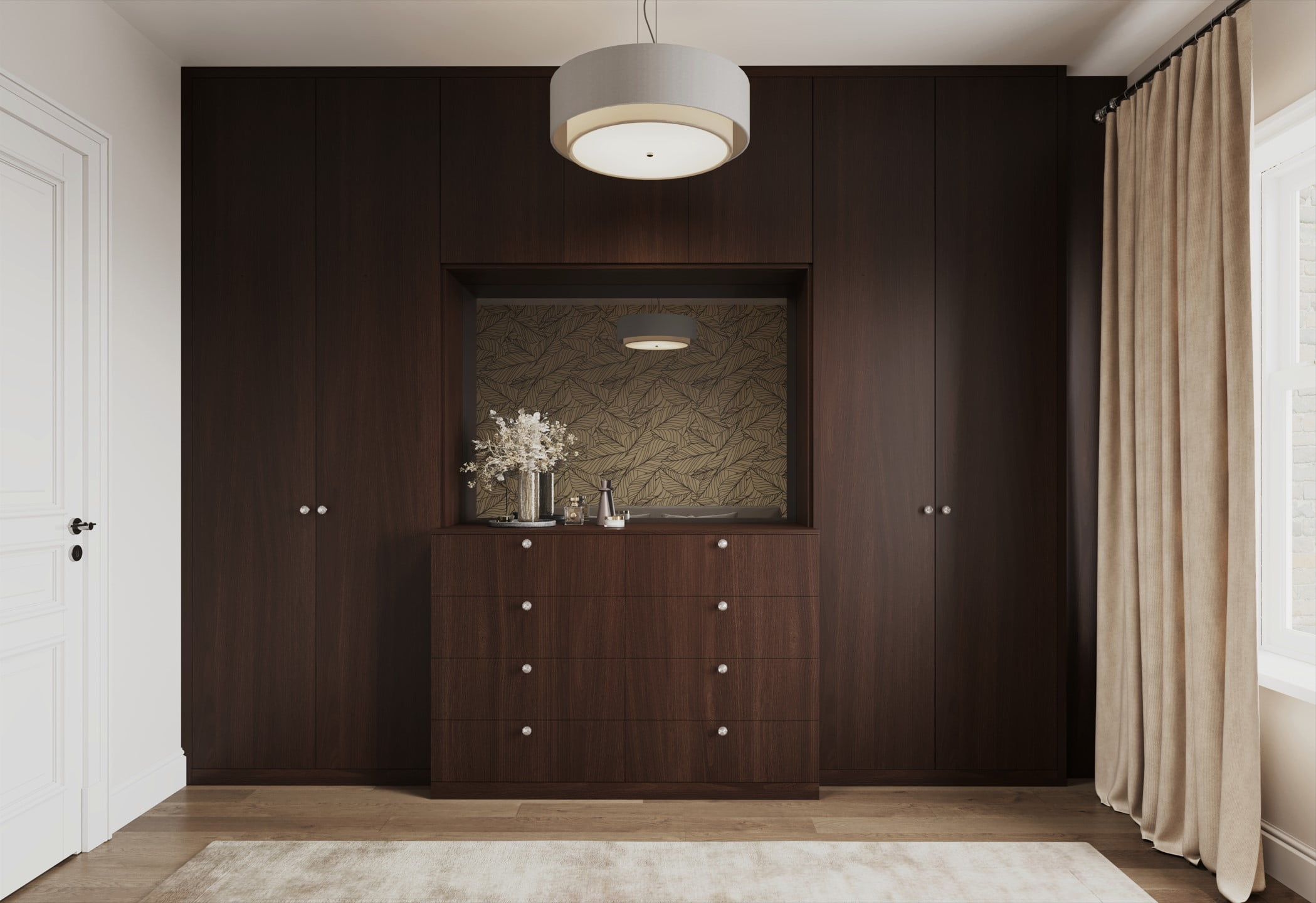 fitted dark oak bedroom wardrobes