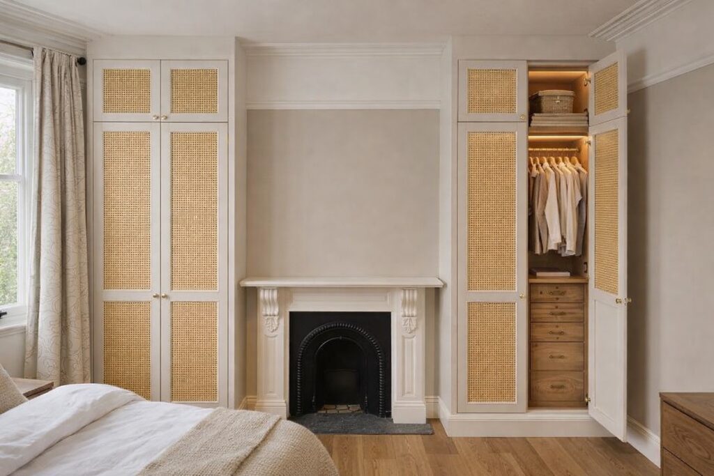 WOVEN Wardrobe Collection | Timber Frame Doors with Natural Rattan Inserts
