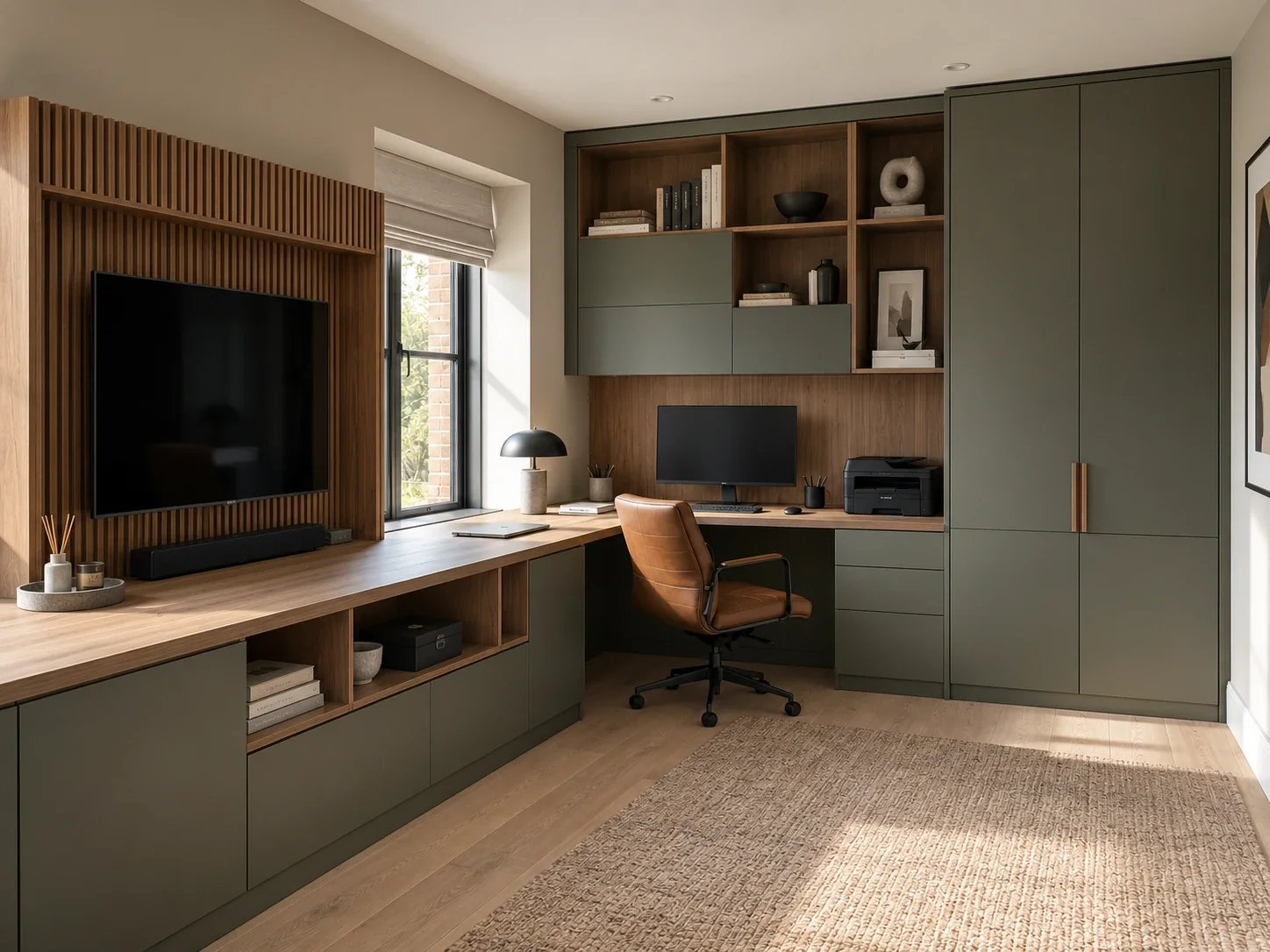 Home office and media wall