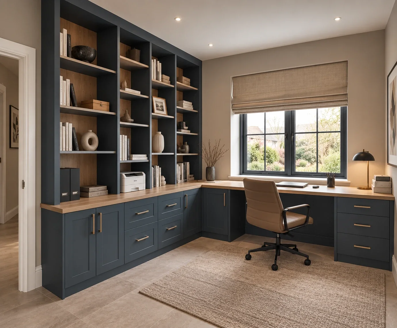 Shaker-style study with bookcases
