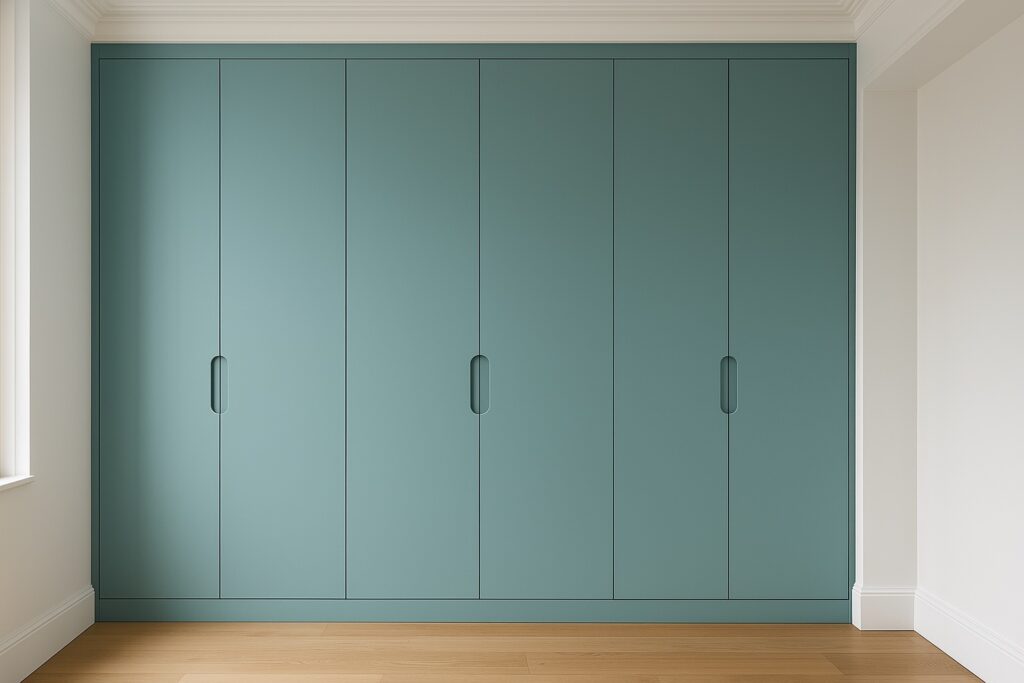 muted aquamarine or teal-blue tone fitted wardrobes in London