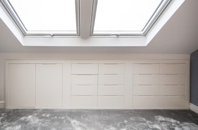 Fitted under eaves wardrobe storage space, built in eaves cupboards London