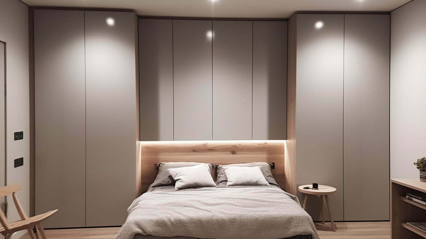 Built in wardrobes store over bed