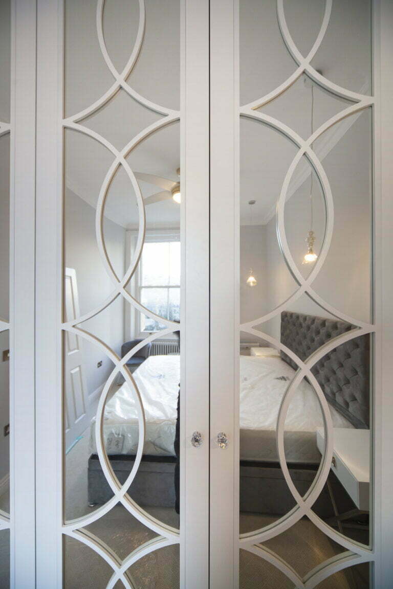 Luna fretwork fitted mirrored wardrobes, bespoke South Kensington
