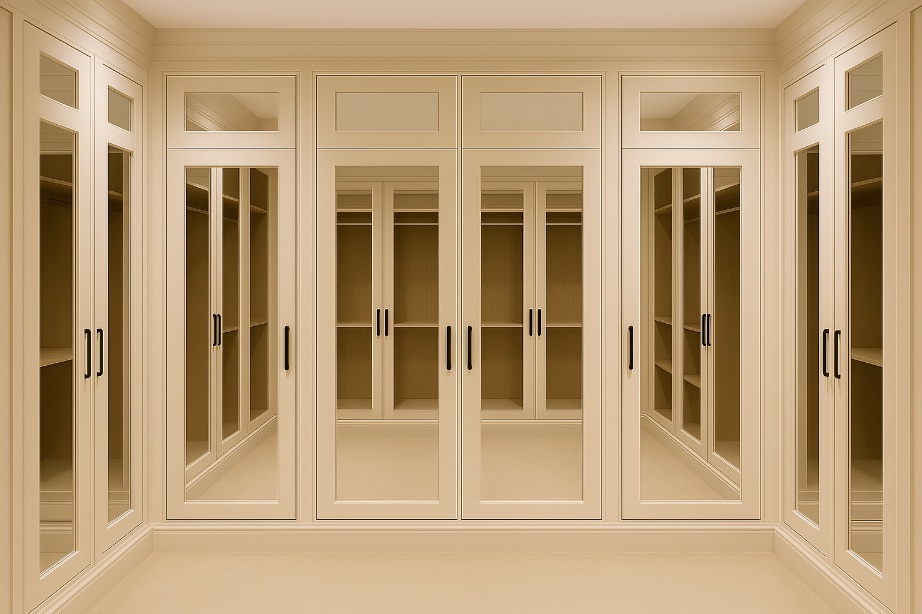mirorred doors walk in wardrobe