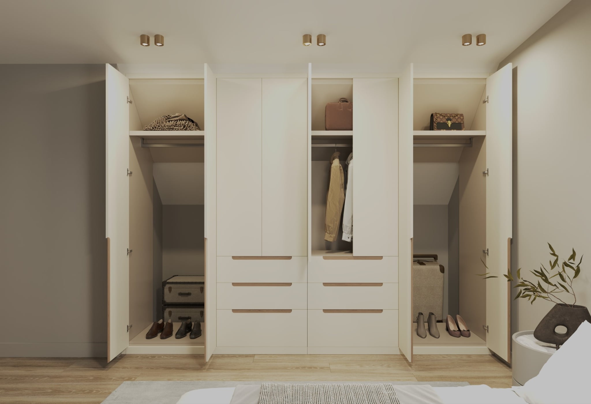 Fitted under eaves wardrobe storage space, built in eaves cupboards London