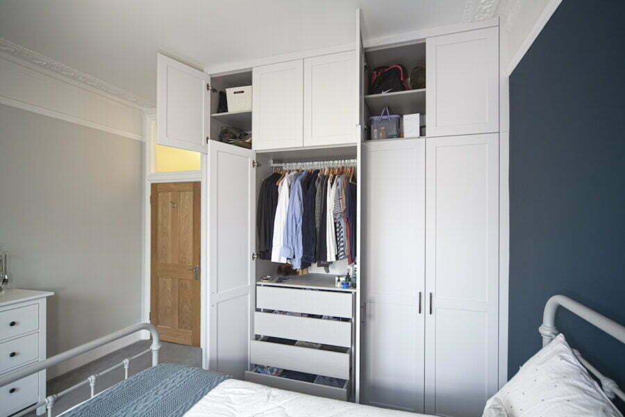 Lacquered Shaker Style Fitted Wardrobes, fully bespoke, Richmond