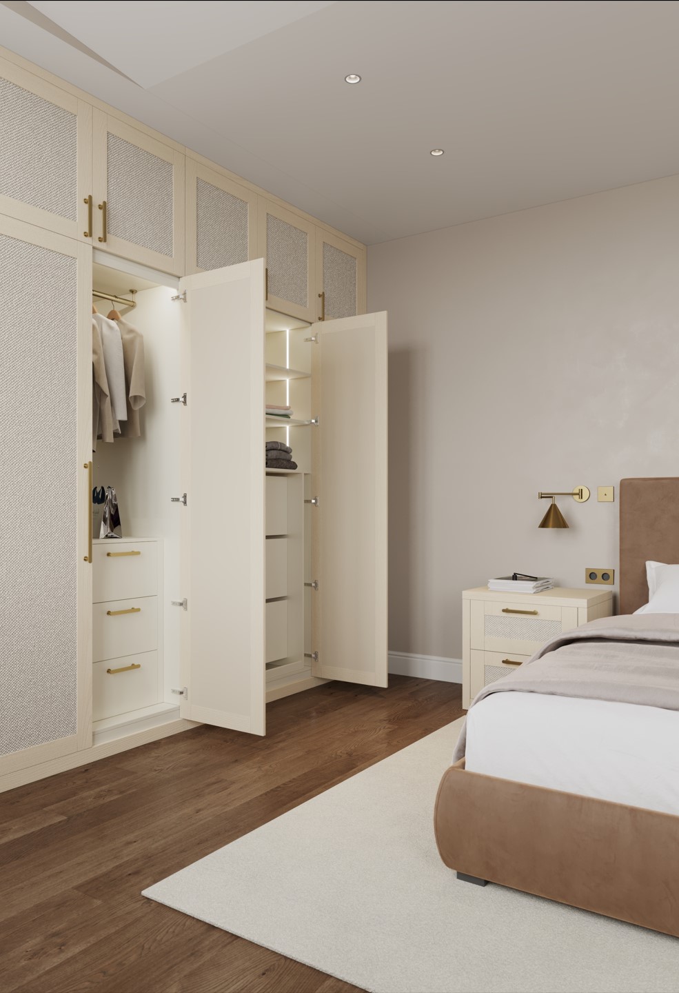 fitted bespoke wardrobes with fabric doors