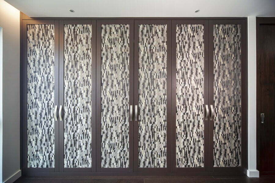 Lacquered wardrobes with fabric doors, Battersea