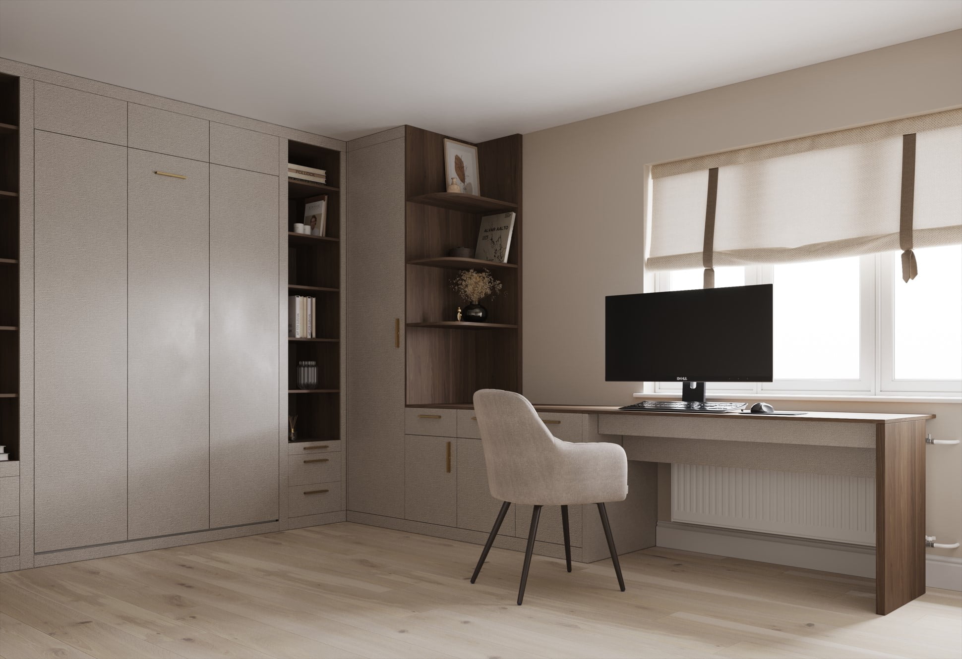 Grey linen build in bespoke home office